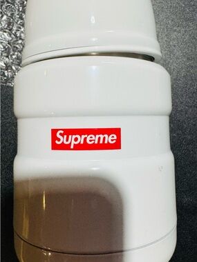 Supreme White Thermos with Red Accent Logo